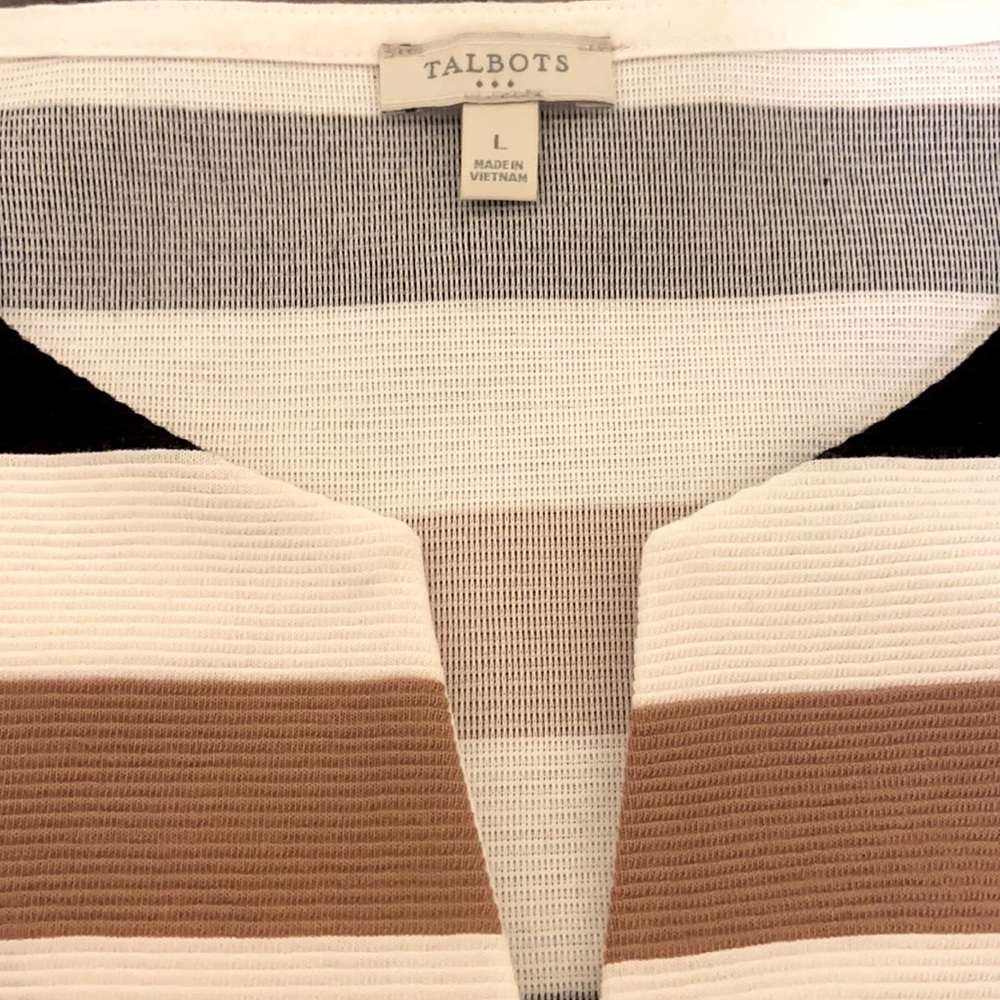 Talbots knit black & tan striped long sleeve top - Picture 5 of 8